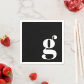 ミニマルモノグラムのイニシャルレトロ白黒 スタンダードカクテルナプキン (インサイチュ)