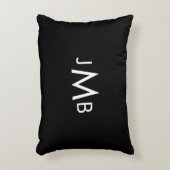 ミニマルモノグラムのイニシャル白の黒 アクセントクッション (正面(垂直))