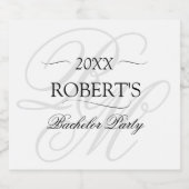 ミニマルモノグラムのエレガントバチュラーパーティ リキュールボトルラベル (シングルラベル)