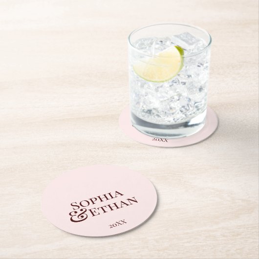 ミニマルモノグラムのス結婚コースター ラウンドペーパーコースター (インサイチュ)