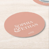 ミニマルモノグラムのス結婚コースター ラウンドペーパーコースター (アングル)