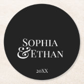 ミニマルモノグラムのス結婚コースター ラウンドペーパーコースター (正面)
