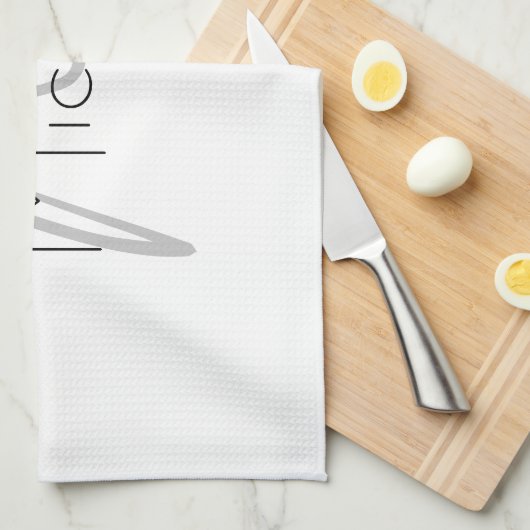 ミニマルモノグラムのリストのプレーンモダン名 キッチンタオル (四つ折り)