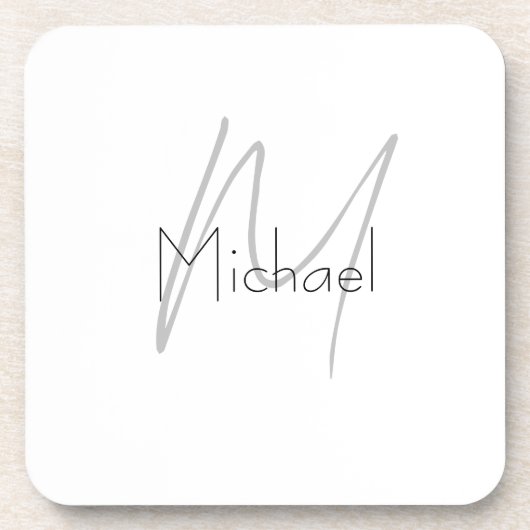 ミニマルモノグラムのリストのプレーンモダン名 コースター (正面)