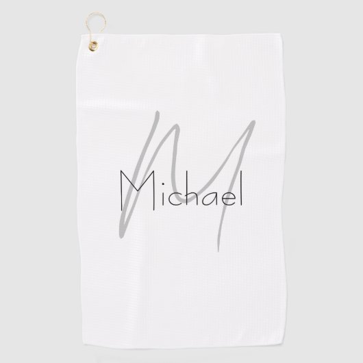 ミニマルモノグラムのリストのプレーンモダン名 ゴルフタオル (正面)
