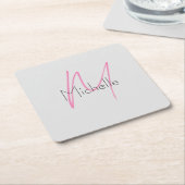 ミニマルモノグラムのリストのプレーンモダン名 スクエアペーパーコースター (アングル)