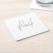 ミニマルモノグラムのリストのプレーンモダン名 スクエアペーパーコースター (アングル)