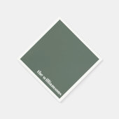 ミニマルモノグラムのリストネームレトロセージ緑 スタンダードカクテルナプキン (角)