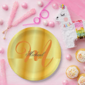 ミニマルモノグラムのリストプレーンモダン金ゴールド色 ペーパープレート (パーティー)