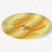 ミニマルモノグラムのリストプレーンモダン金ゴールド色 ペーパープレート (アングル)