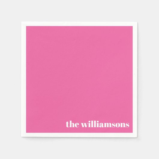 ミニマルモノグラムのリスト名レトロホットピンク スタンダードカクテルナプキン (正面)