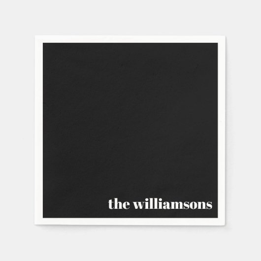ミニマルモノグラムのリスト名レトロ白黒 スタンダードカクテルナプキン (正面)