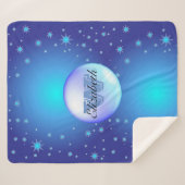 ミニマルモノグラムのリズム青のキラキラの背景 シェルパブランケット (正面(横))