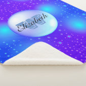 ミニマルモノグラムのリズム青のキラキラの背景 シェルパブランケット (3/4)