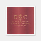 ミニマルモノグラムの金ゴールド結婚の スタンダードカクテルナプキン (正面)