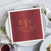 ミニマルモノグラムの金ゴールド結婚の スタンダードカクテルナプキン