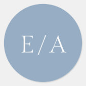 ミニマルモノグラムエレガントモダンダスティブルー結婚ズ ラウンドシール (正面)