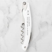 ミニマルモノグラムユニーク保存日付招待状 ソムリエナイフ (正面)