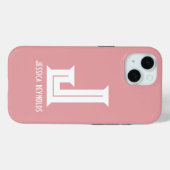 ミニマルモノグラム・サーモンピンク Case-Mate iPhoneケース (裏面 (横))