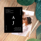 ミニマルモノグラ結婚ム写真の白黒 招待状