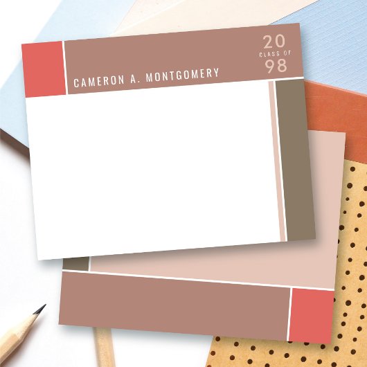 ミニマルモンドリアンモダンカラーブロックの卒業 サンキューカード