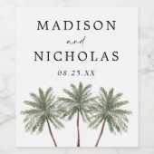 ミニマルヤシパーソナライズされた結婚の木 ワインラベル (シングルラベル)