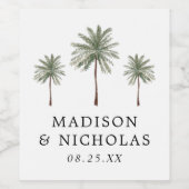 ミニマルヤシパーソナライズされた結婚の木 ワインラベル (シングルラベル)