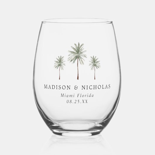 ミニマルヤシ結婚の木 ステムなしワイングラス (正面)
