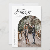 ミニマルユニークスおもしろい写真の日付の保存 招待状 (正面)