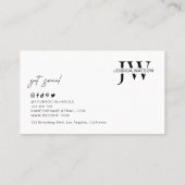 ミニマルユニークスモダン・モノグラム・ロゴ白黒 名刺 (裏面)