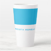 ミニマルユニークモダンリストの青い白の名前を追加 カフェラテマグ (正面)