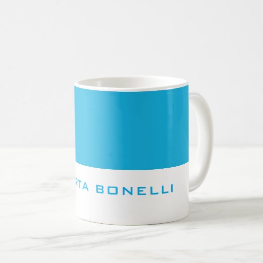 ミニマルユニークモダンリストの青い白の名前を追加 コーヒーマグカップ (正面右)