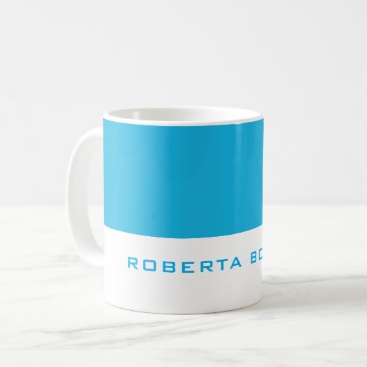 ミニマルユニークモダンリストの青い白の名前を追加 コーヒーマグカップ (正面左)
