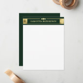 ミニマルユニークリストエメラルドグリーンと金ゴールド名 ノートカード (正面/裏面インサイチュ)