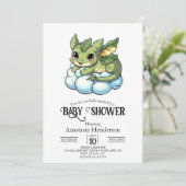 ミニマルユニークリストデジタルドラゴンベビーシャワー 招待状 (スタンド正面)