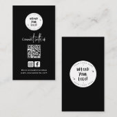 ミニマルユニークリストブラックソーシャルメディアQrコード 名刺 (正面/裏面)