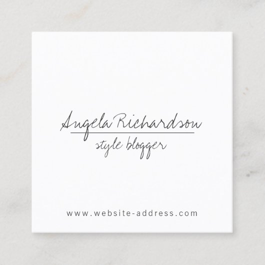 ミニマルユニーク主義の手書きブロガー、Sylist スクエア名刺 (正面)