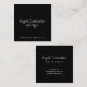 ミニマルユニーク主義の手書きブロガーBlack スクエア名刺 (正面/裏面)