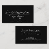 ミニマルユニーク主義の手書きブロガーBlack 名刺 (正面/裏面)