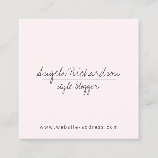 ミニマルユニーク主義の手書きブロガーPink スクエア名刺 (正面)