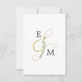 ミニマルユーカリ植物学モダン結婚の 出欠カード (裏面)