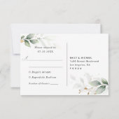 ミニマルユーカリ ウェディング RSVP カード (裏面)