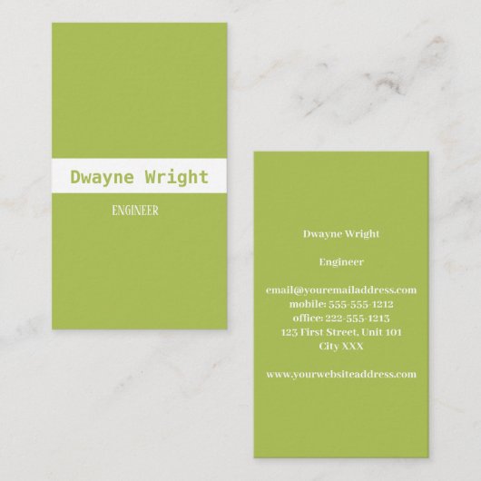 ミニマルライムとホワイト名刺 名刺 (正面/裏面)