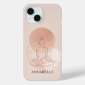 ミニマルラインアート 瞑想する女性 ウォーターカラー Case-Mate iPhoneケース (裏面)
