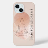 ミニマルラインアート 瞑想する女性 ウォーターカラー Case-Mate iPhoneケース (裏面)