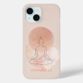 ミニマルラインアート 瞑想する女性 ウォーターカラー Case-Mate iPhoneケース (裏面)