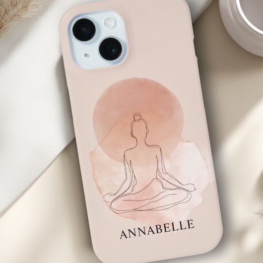 ミニマルラインアート 瞑想する女性 ウォーターカラー Case-Mate iPhoneケース