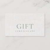 ミニマルライングレー白テクスチャギフト証明書 名刺 (正面)