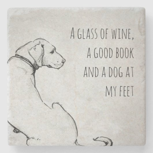 ミニマルラブラドールドッグママ引用文アート ストーンコースター (正面)