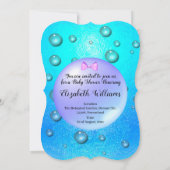 ミニマルリエレガントボン水色の背景 招待状 (裏面)